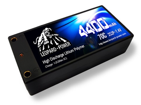 Leopard Power hard case Shorty 4400mAh 70C 2S2P 7.4V LiPo ba
